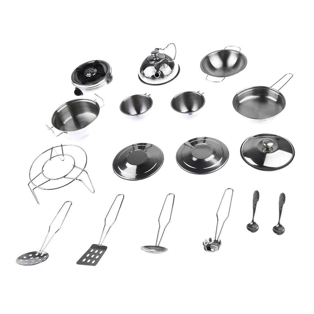 Mini Kids Kitchen Cookware Playset Pots Preschool Children Dolllhouse Toys F