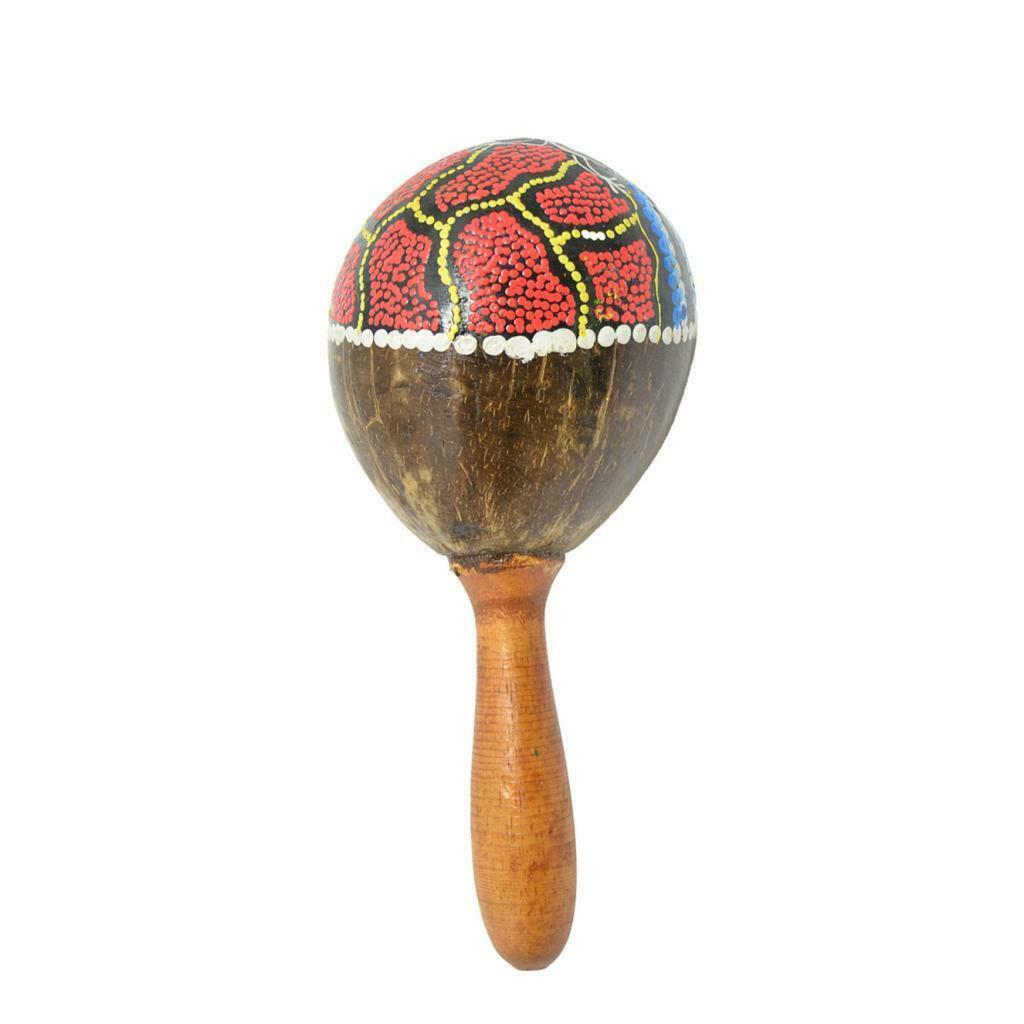 Durable Coconut Shell&Wooden Maraca Sand Shaker Hammer Toys Gift 25x10cm