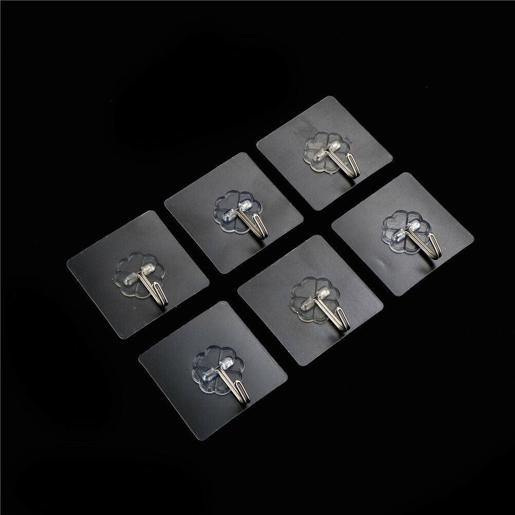 6X Stainless Steel Paste Hook Suction Cup Glass Hooks Rails Hanging Sucke.l8