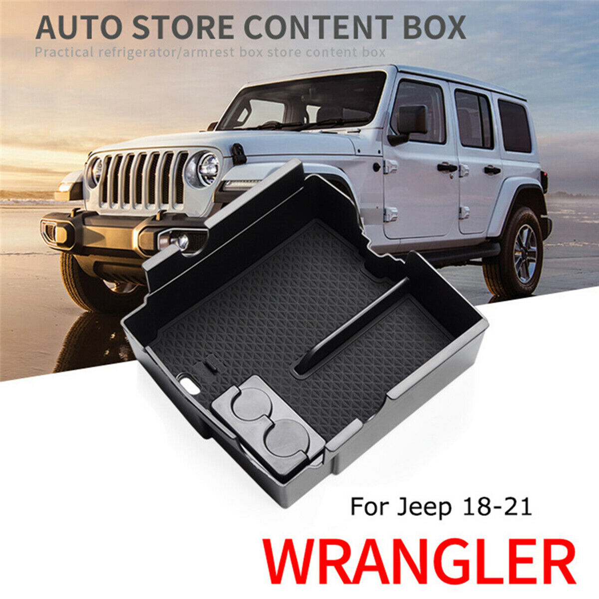 1 Piece Car Center Console Organizer For 2018-2021 Jeep Wrangler JL Gladiator JT