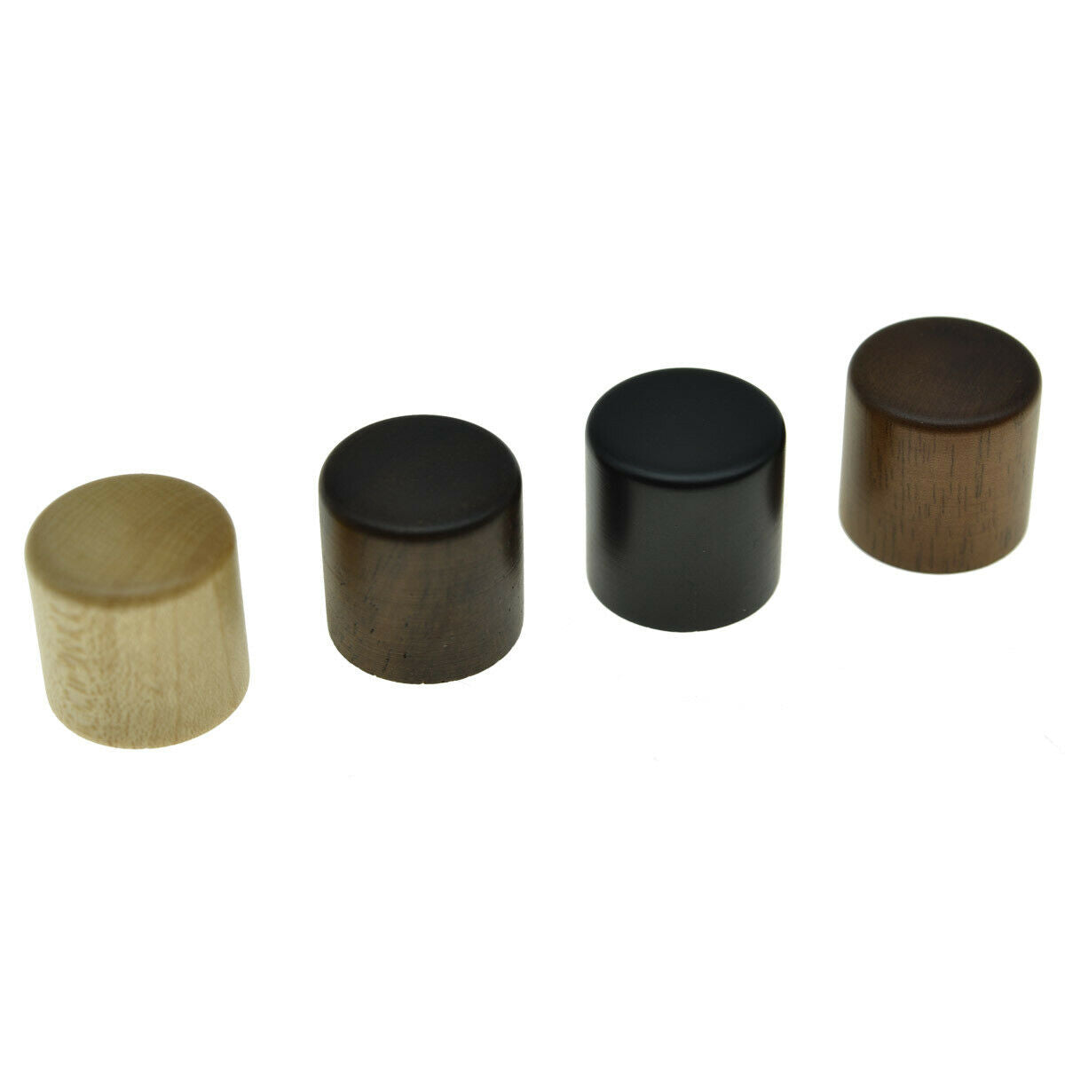 2x Ebony Wood Tele Style Flat Top Dome Knobs Guitar Bass Wood Barrel Knobs