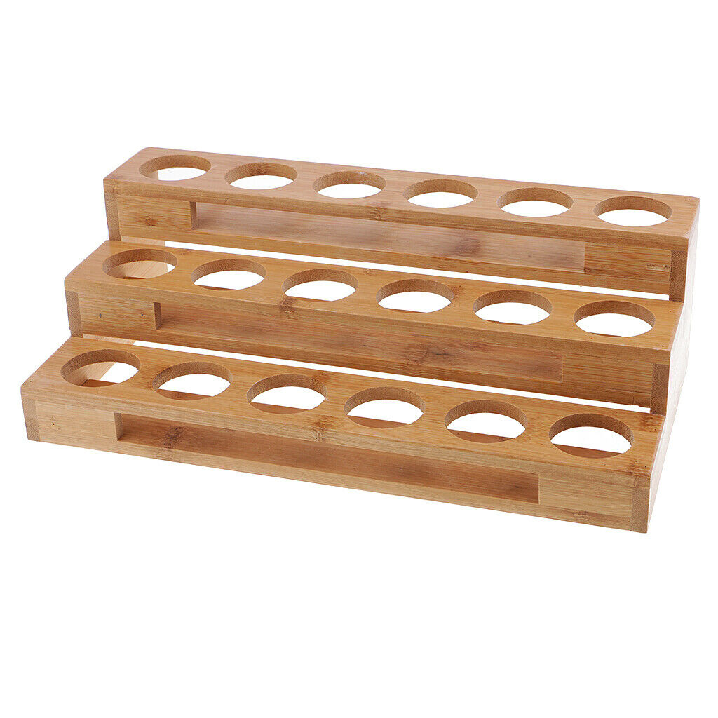 Essential Oil Bottle Wood Storage Rack 18 Slots Aromatherapy Organizer Case