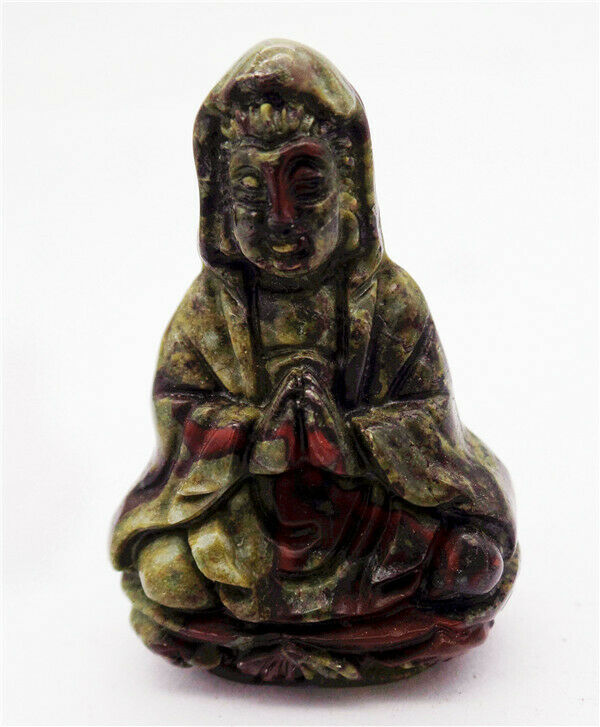 38x26x13mm Dragon Blood Stone Carved Avalokitesvara Decoration Statue HH8096