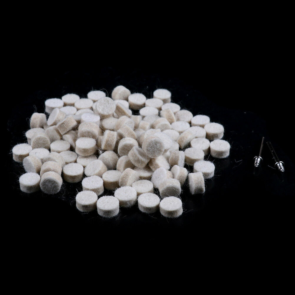 100pcs 13mm Wool Felt Polishing Buffing Pad 2 Shank Grinding Wheel Parts DD