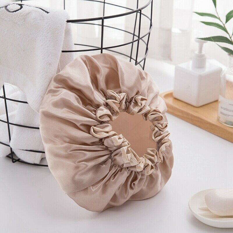 Double-Layer Shower Cap Women's Waterproof Hat Bathing Long Hair Bathing HeadgS9