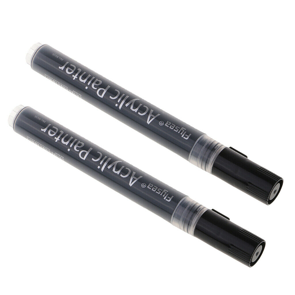 2x Black Waterproof Paint Markers Pens for Rocks, Wood, Metal, Glass, Canvas