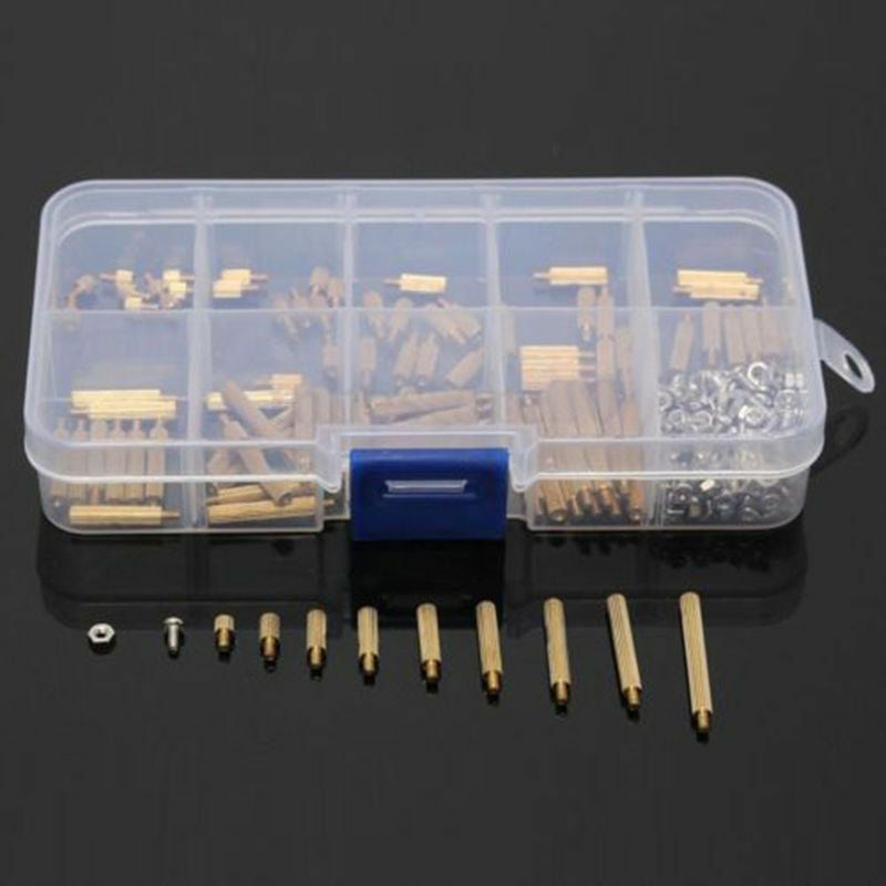 270Pcs M2 3-25mm Male to Female Brass PCB Standoff Screw Nut Assortment Kit Set