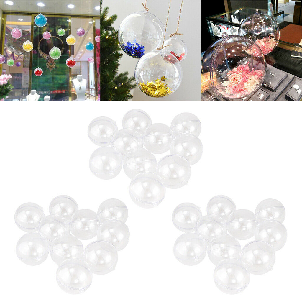 Clear DIY Fillable Plastic Ball Craft Ornaments Hollow Christmas Baubles Wedding