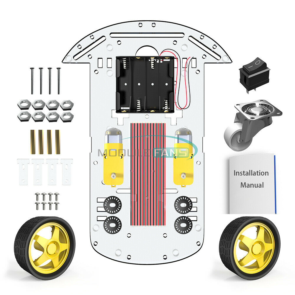 2PCS Durable 2WD Smart Robot Chassis Kit/Speed encoder Box 2 motor 1:48 Arduino