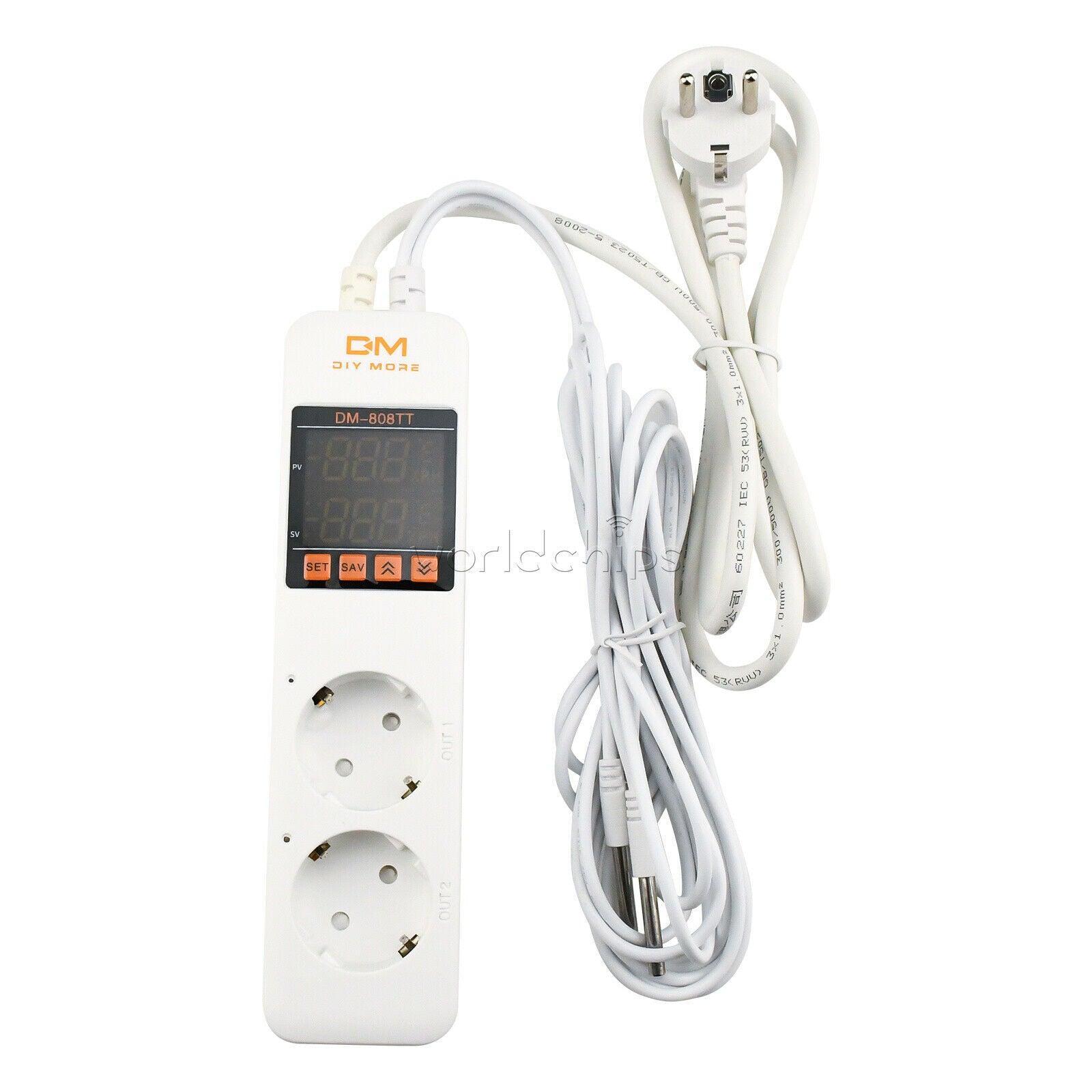 DM-808TT AC 85-250V Dual Smart Temperature Controller Power Outlet Socket 10A