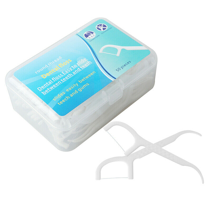 50pc Dental Floss Flosser Picks Teeth Toothpicks Stick Oral Cleaning Gum .l8