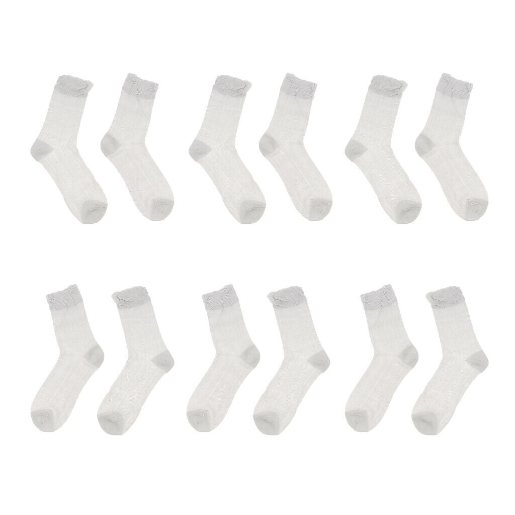 Lady Summer Ankle Ultrathin Transparent Cotton Casual Short Crew Socks Gray