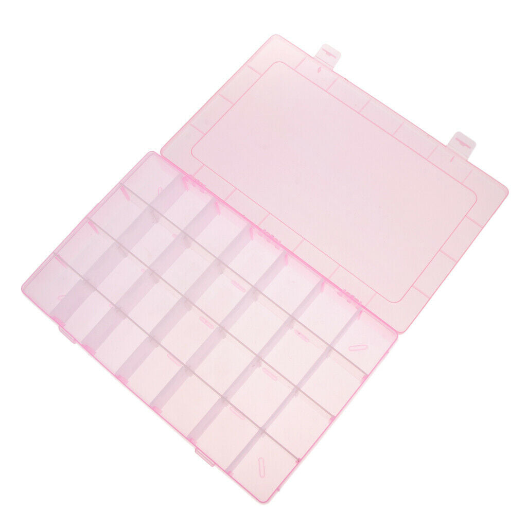 28 Grids Storage Box Case Home Organizer Earring Jewelry Container Pink