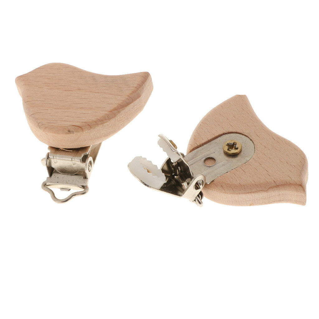 Beech Wooden Baby Pacifier Clip Soother Holders Bird-Shaped Dummy Clip