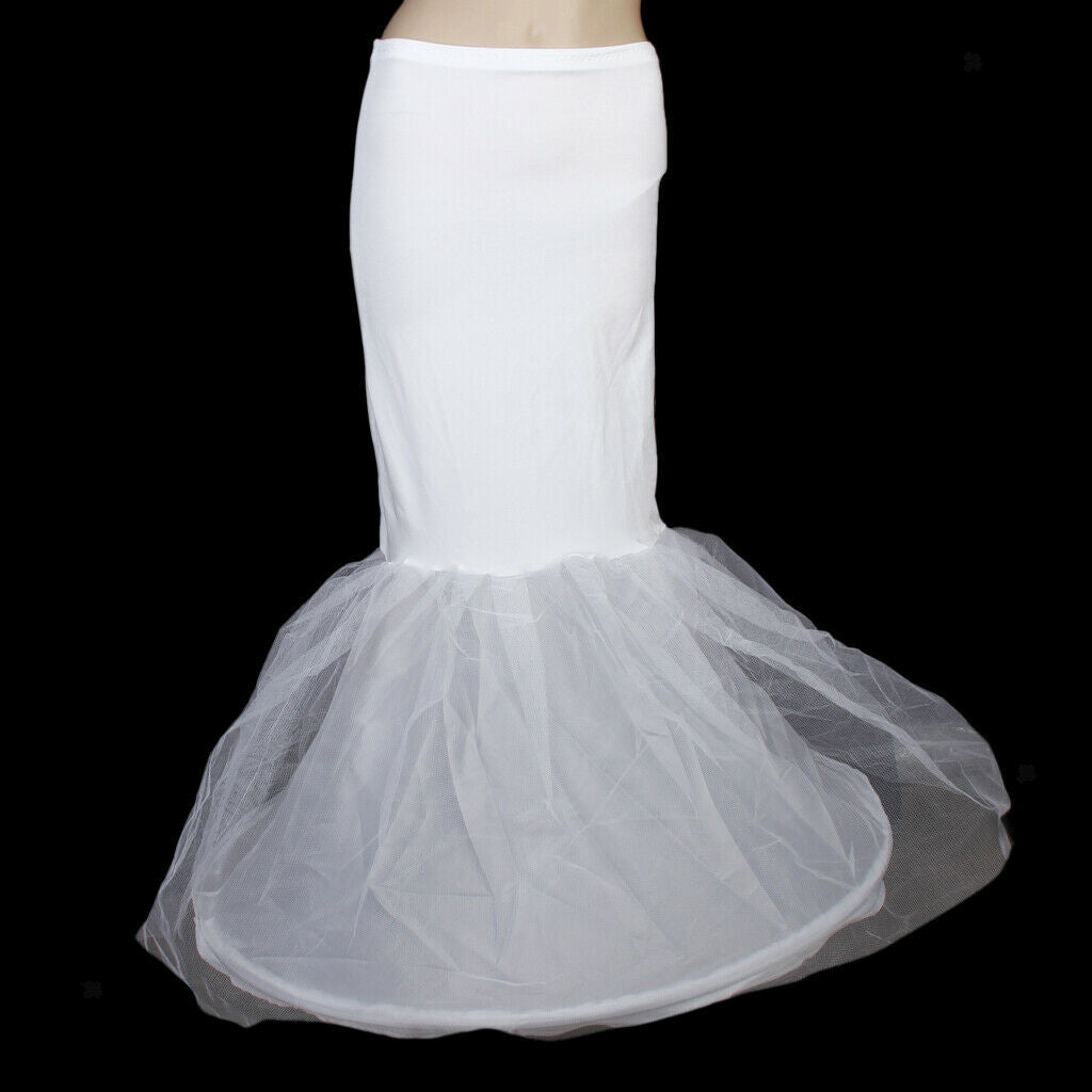 White 1 Hoop 1 Layer Wedding Prom Mermaid Dress Crinoline Petticoat Underskirt