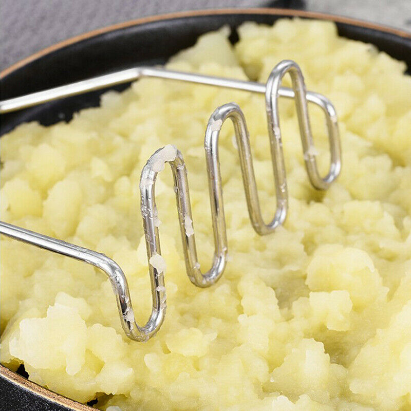 Stainless Steel Wave Shape Potato Masher Tool Kitchen Bar Potatoes Crush.l8