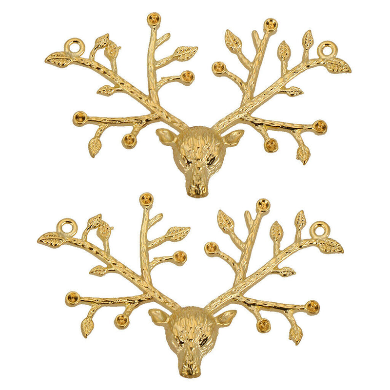 2 Pcs Animal Christmas Deer Head Pendants DIY Jewelry Handmade Accessories