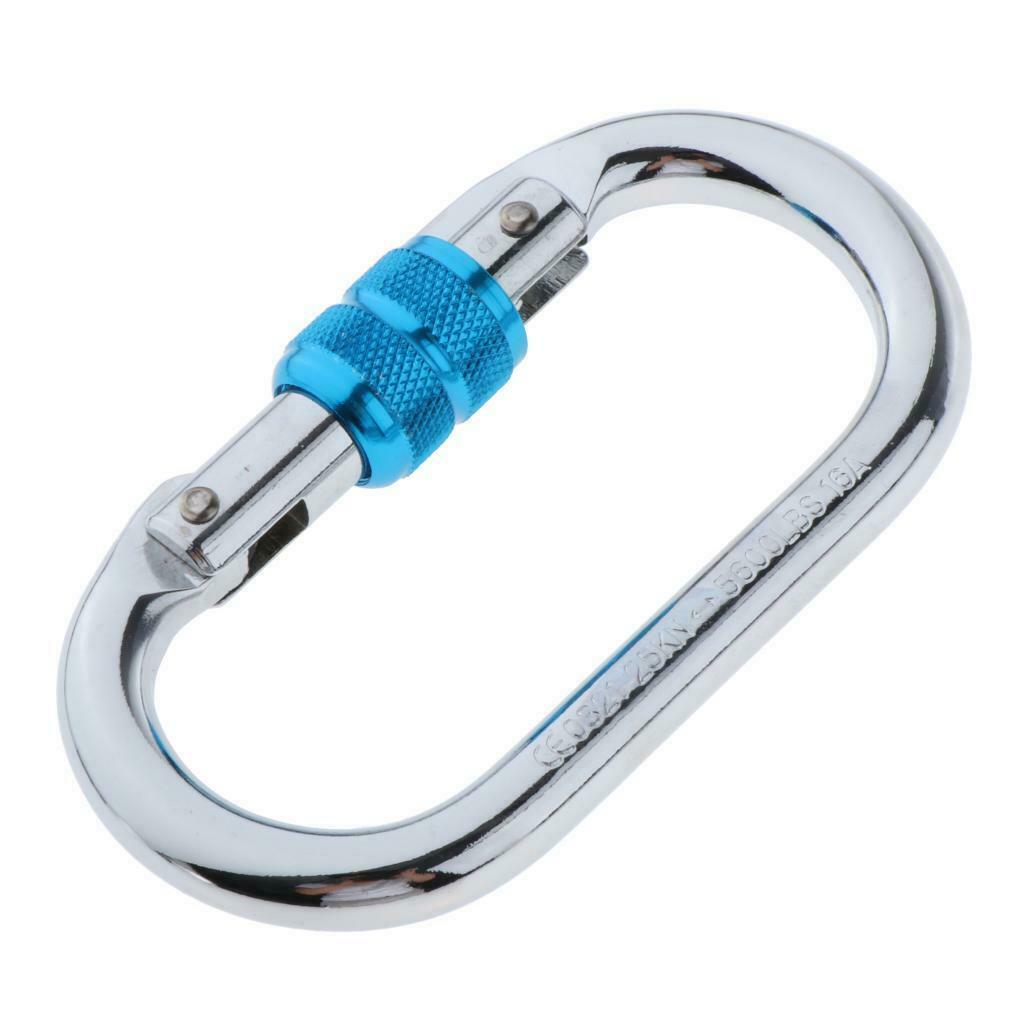 25KN O Ring Steel Screw Locking Carabiner Rock Climbing Rappelling Camping Swing