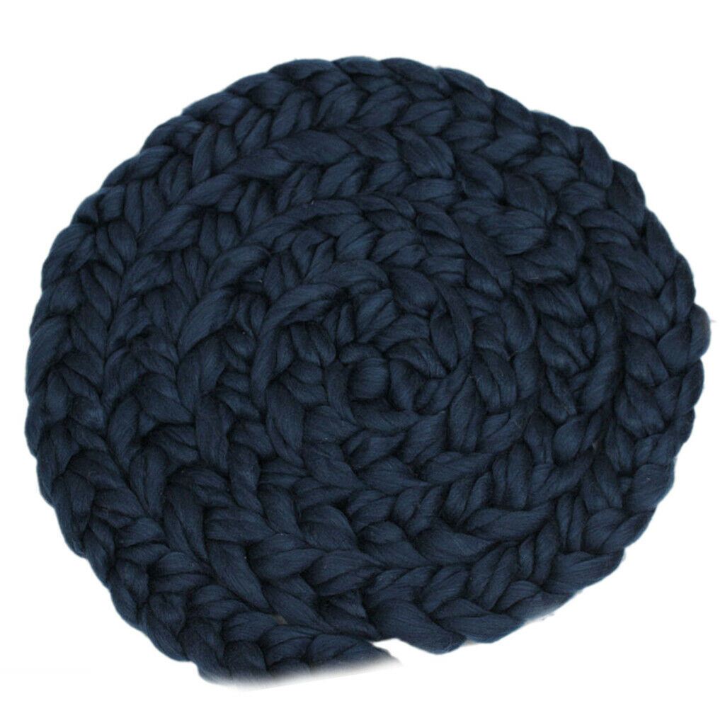 Newborn Roving Braid Wool Spinning Fiber Rugs Photography Props Blue