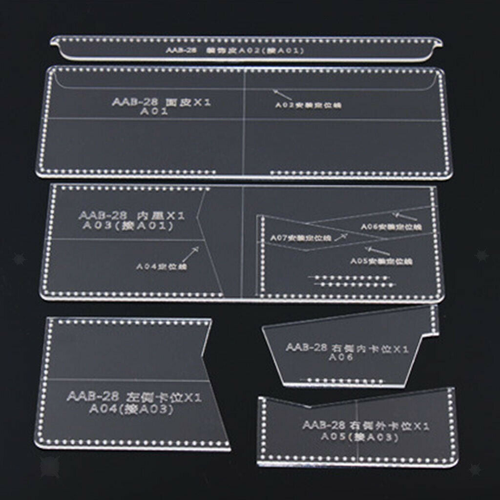 Leather Hand Craft DIY Tool Folding Wallet Making Cutting Template Stencil