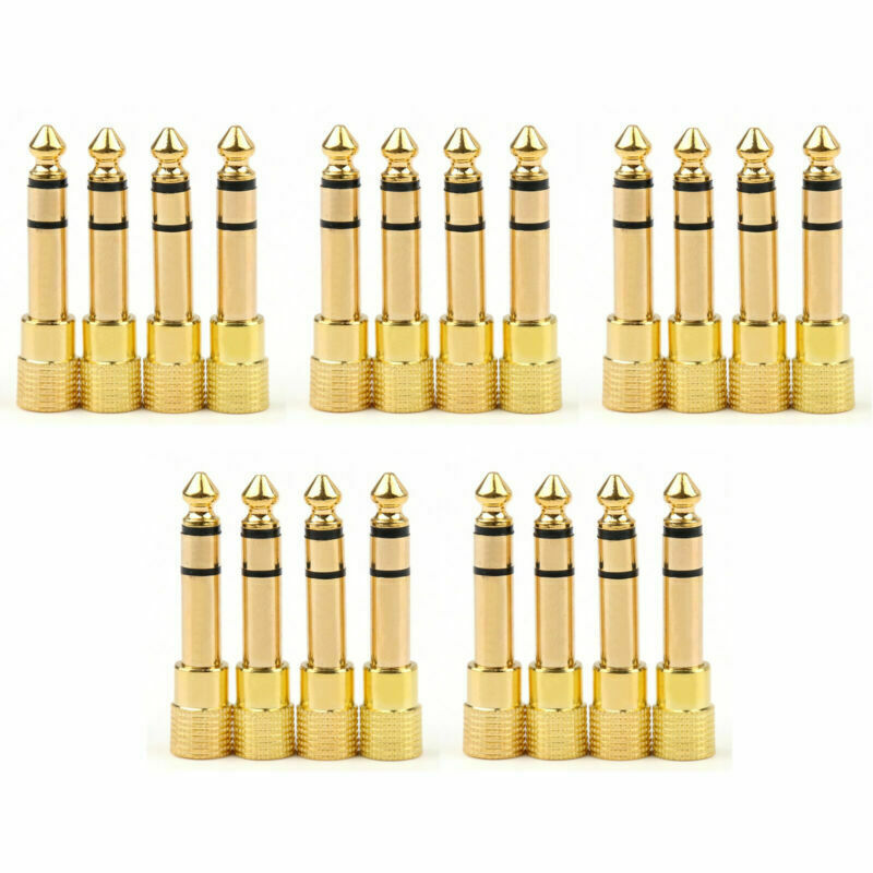 20xGold Headphone Adapter Stereo 1/4 Inch (6.3mm) Male To 1/8 Inch (3.5mm)