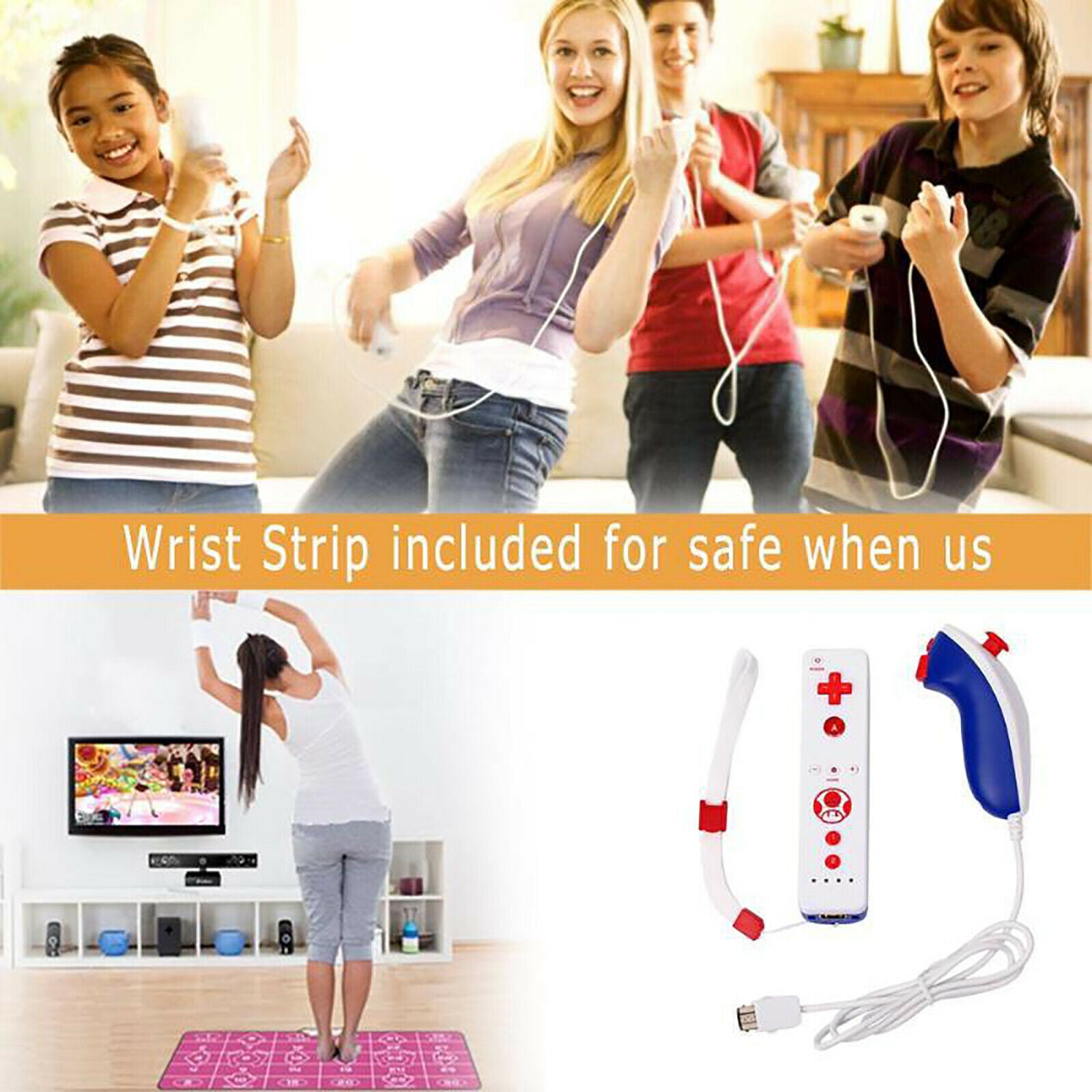 2in1 Left Right Handle Controller Remote Gamepad w/ Built-in Accelerator for Wii