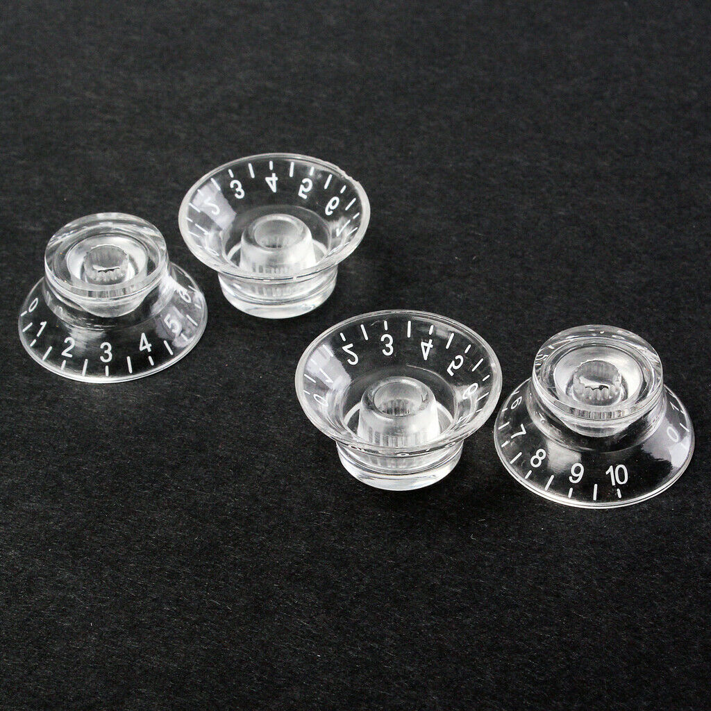 4Pcs Clear Guitar Speed Control Knobs for 6mm (0.24 inch) Dia. Shaft Pots -