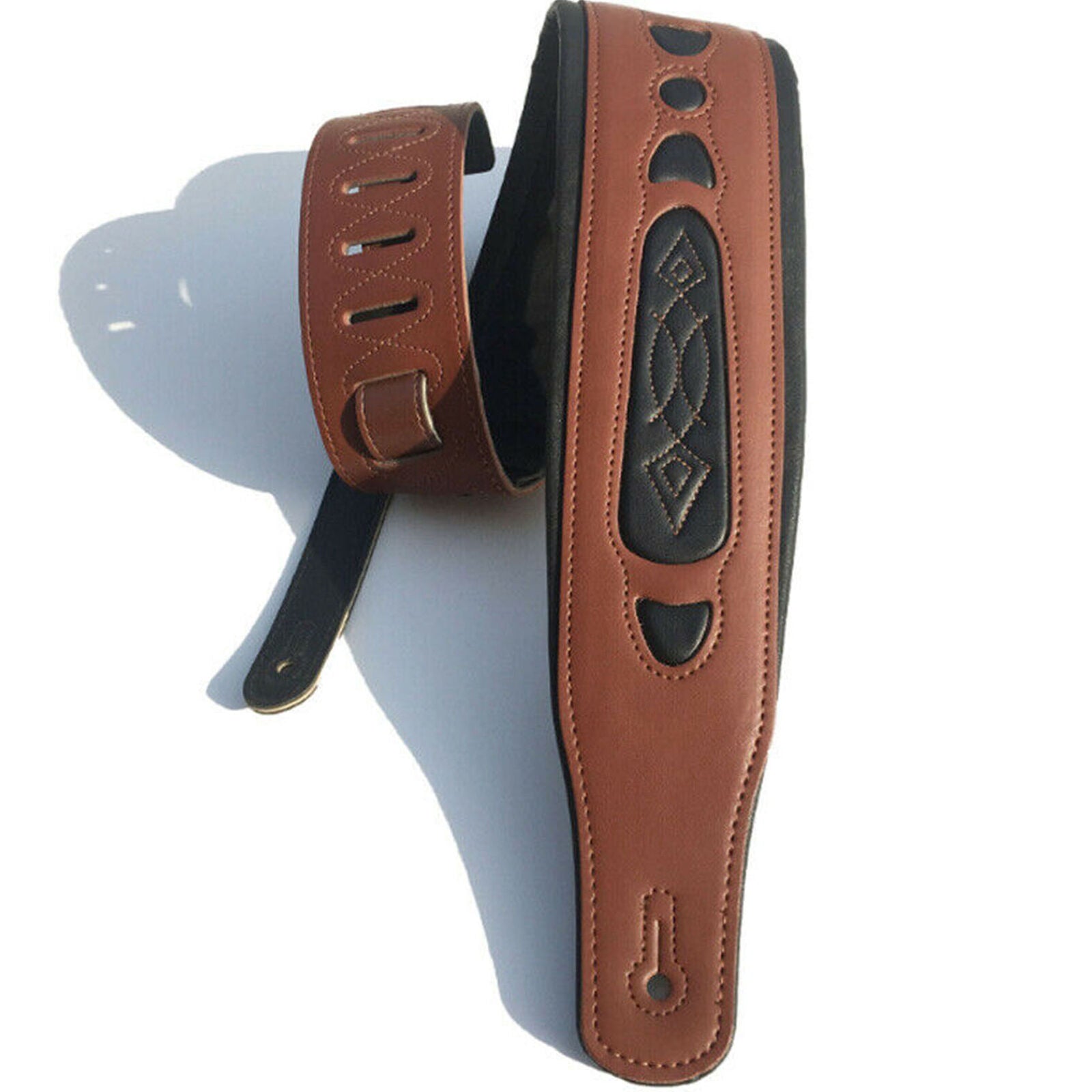 Leather Real Cowhide Guitar Strap for Electric Bass Guitar Adjustable Padde P5K5