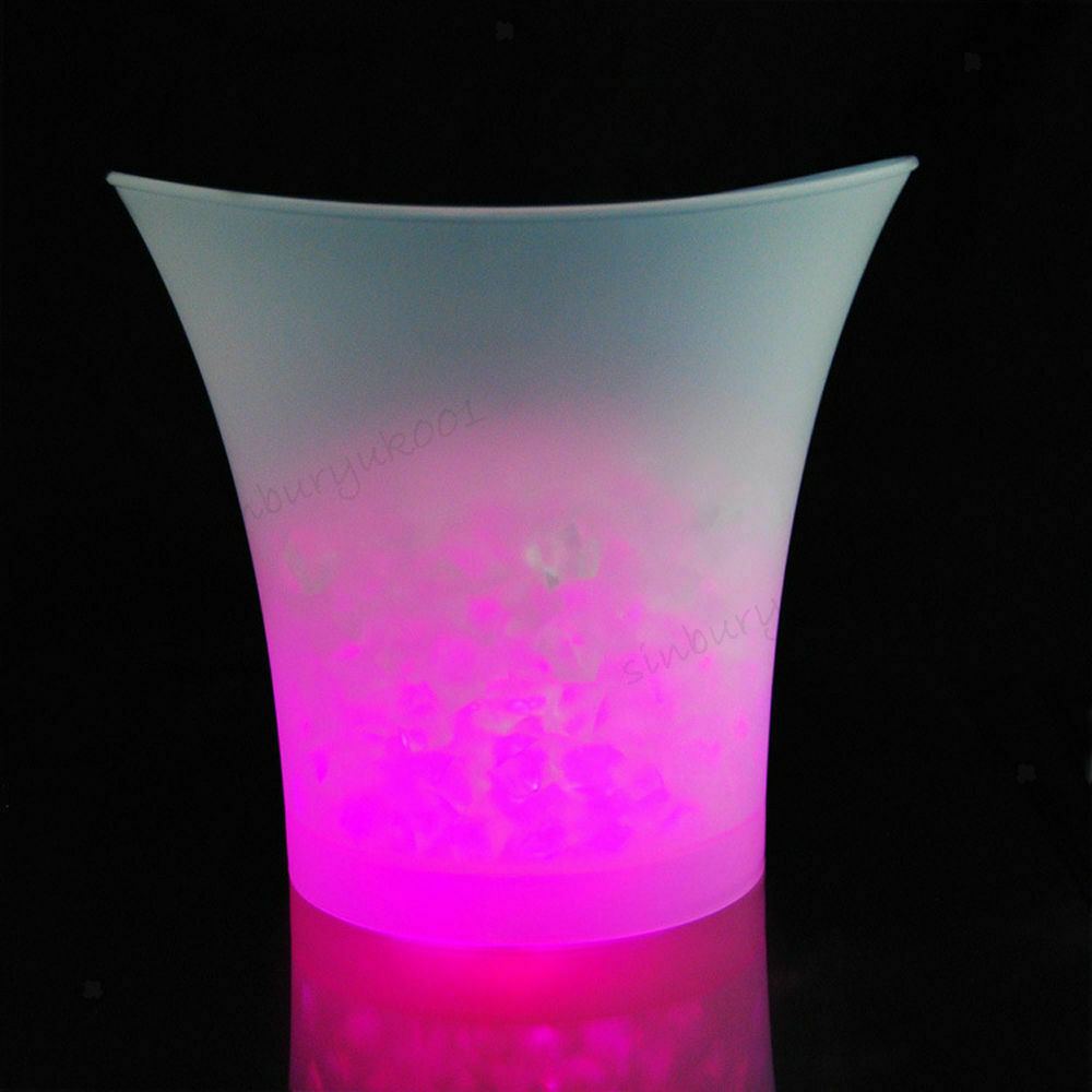 Round 5L LED Luminous Ice Bucket Ice Holder Wine Beer Cooler Bar Accessories