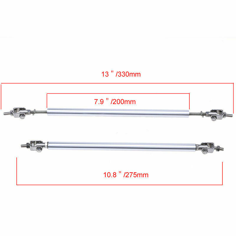 2x Adjustable Bumper Lip Bar Splitter Strut Rod Tie Support Fit Dodge 20CM Black