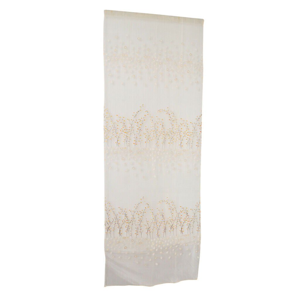 1 Panel Plum blossom Embroidered Voile Blockout Curtains  Yellow_100x270cm