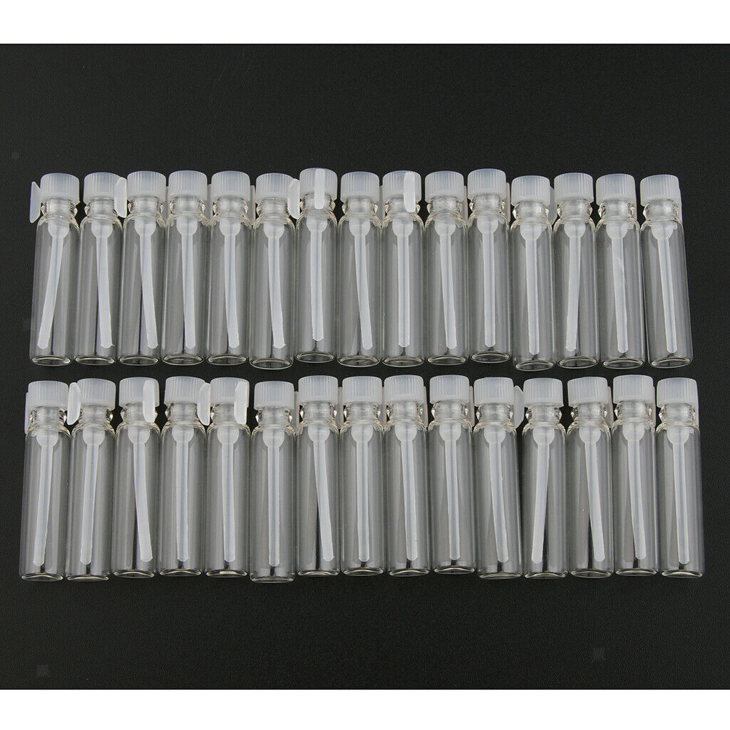 30 Packs Travel Mini Clear Glass Bottle Jar Sample Vials for Essential