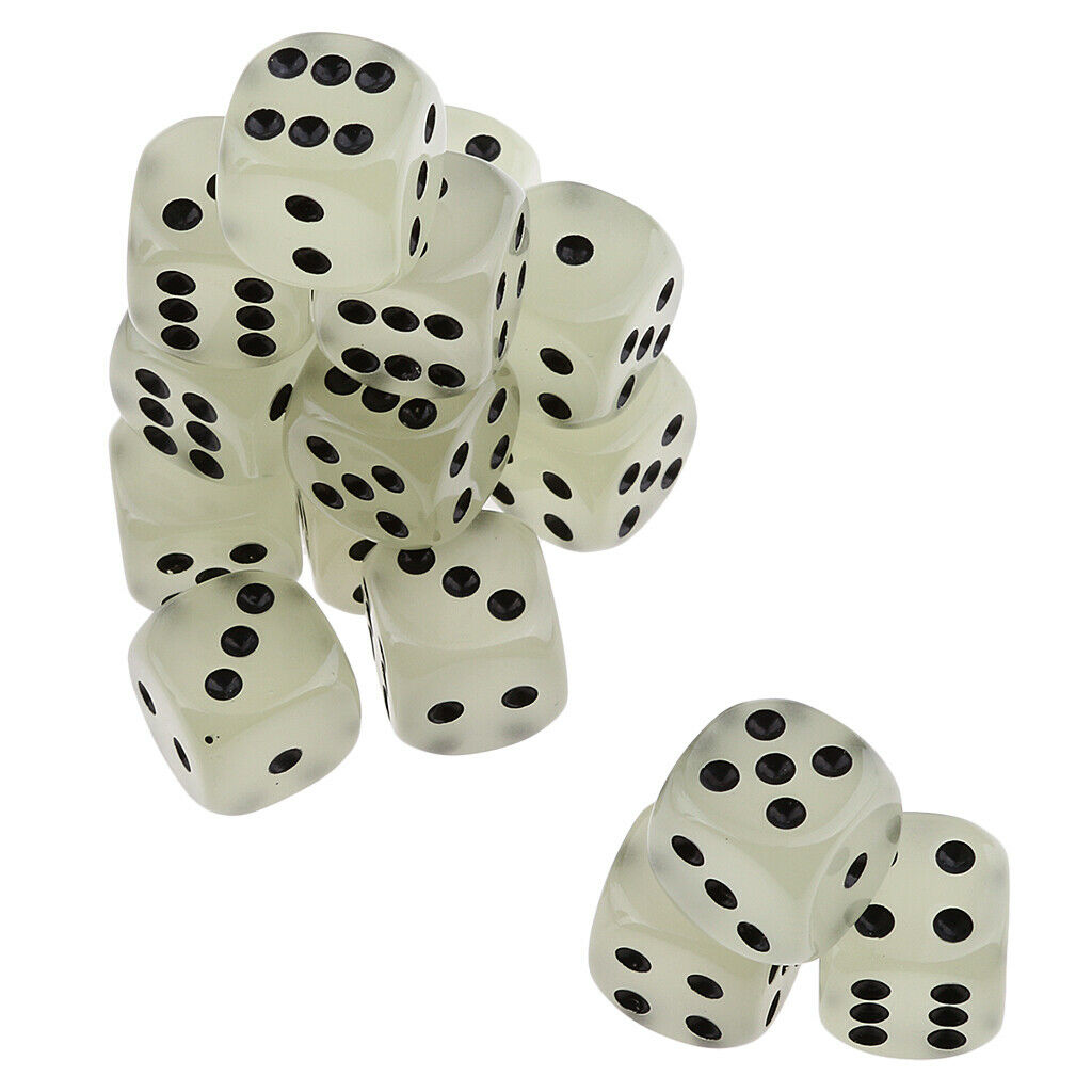 50 Pieces D6 14mm Six Sided Glow Dice Dice Games for Dungeons And
