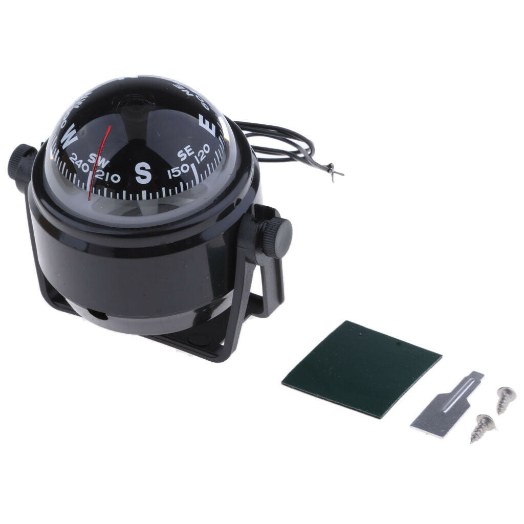 1x Black Electronic LED Marine Digital Navigation Compass for Auto Boat