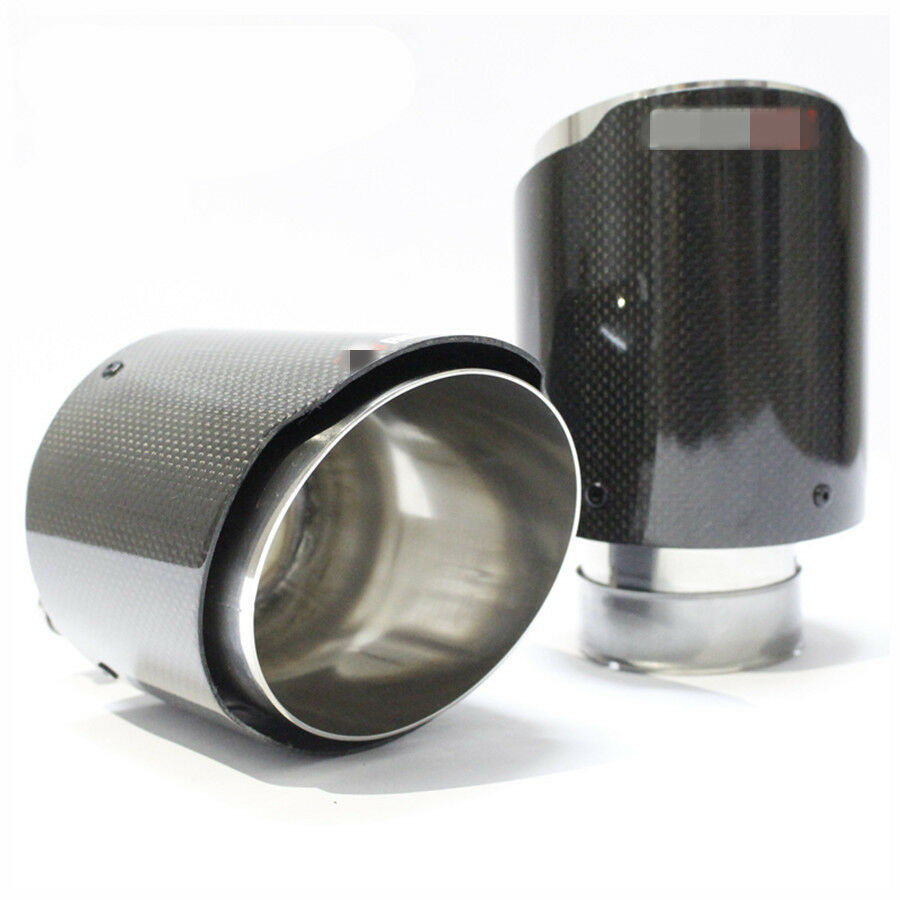 3" 76mm Inlet Real Carbon Fiber Stainless Steel Car SUV Exhaust Muffler Pipe Tip