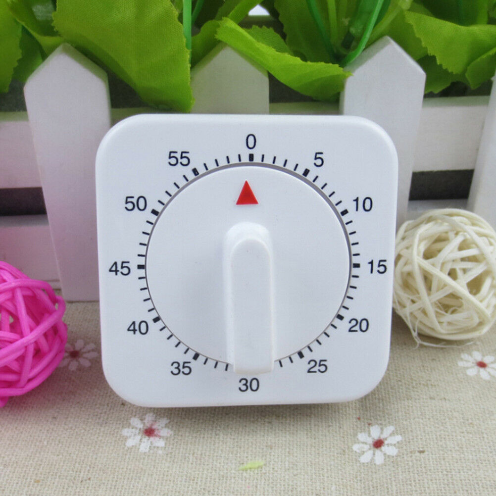 White Square 60-Minute Mechanical Timer Reminder Counting For Kitchen Nove.l8