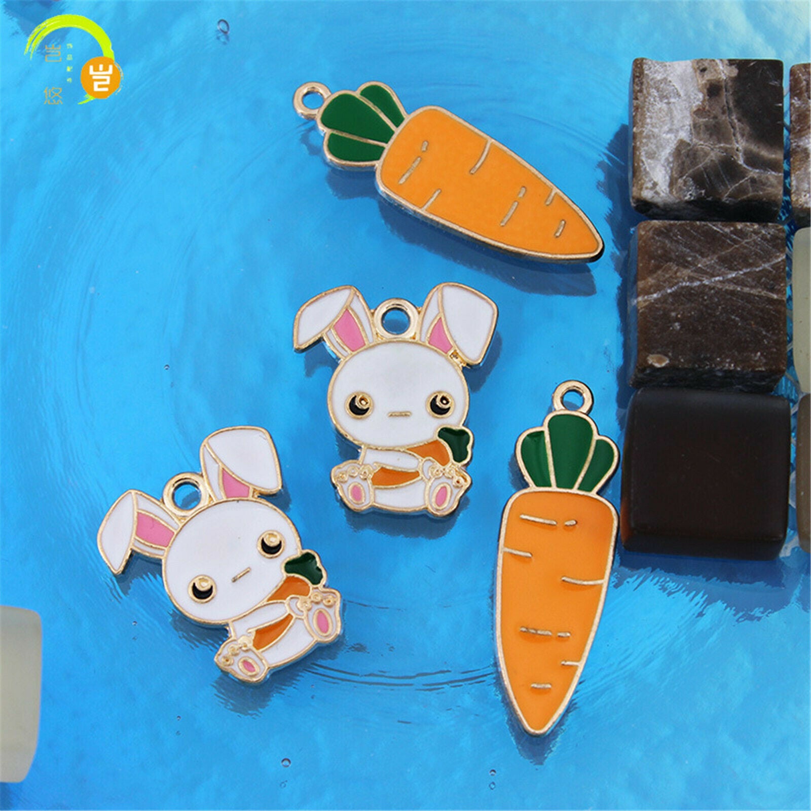 Mixed Lots Enamel Alloy Rabbit Carrot Pendant Charms Necklace Bracelet DIY 10PCS