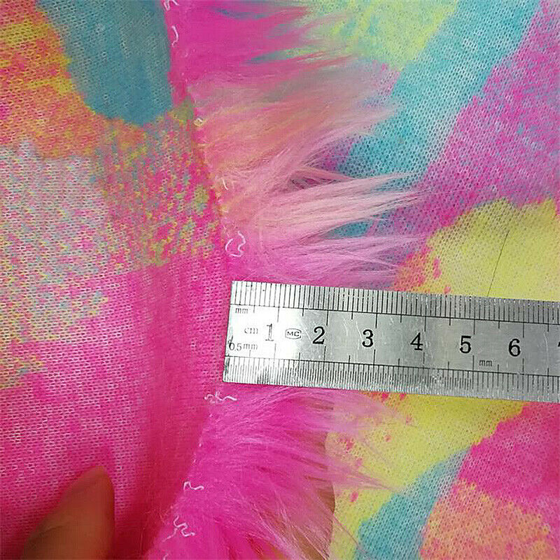 40x150CM Rainbow Soft Plush Fabric Faux Fur Fluffy Warm for DIY Sewing Material