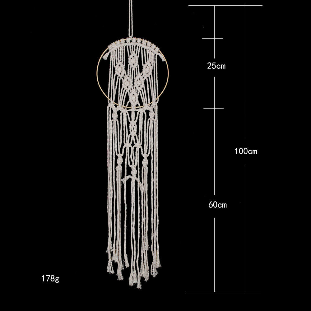 Natural Cotton Handmade Macrame Tassel Wall Hanging Hand Knitted Woven Tapestry