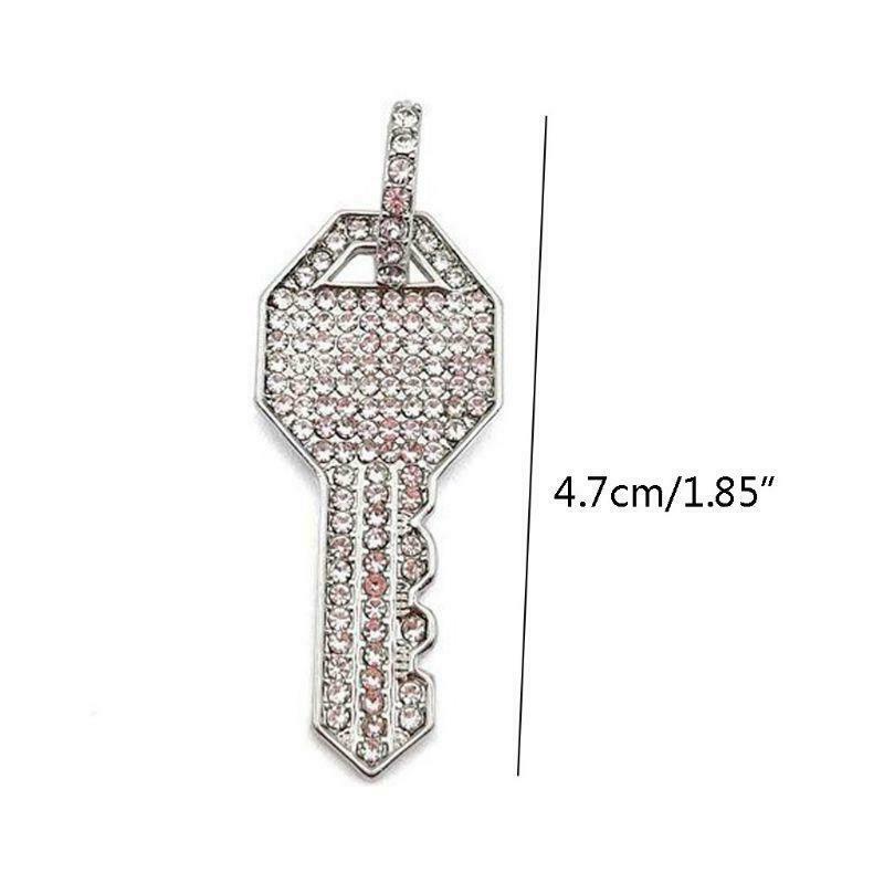 Shiny Full Rhinestone Crystal Key Charm Dangle  Hoop Earrings Women Girlfriend