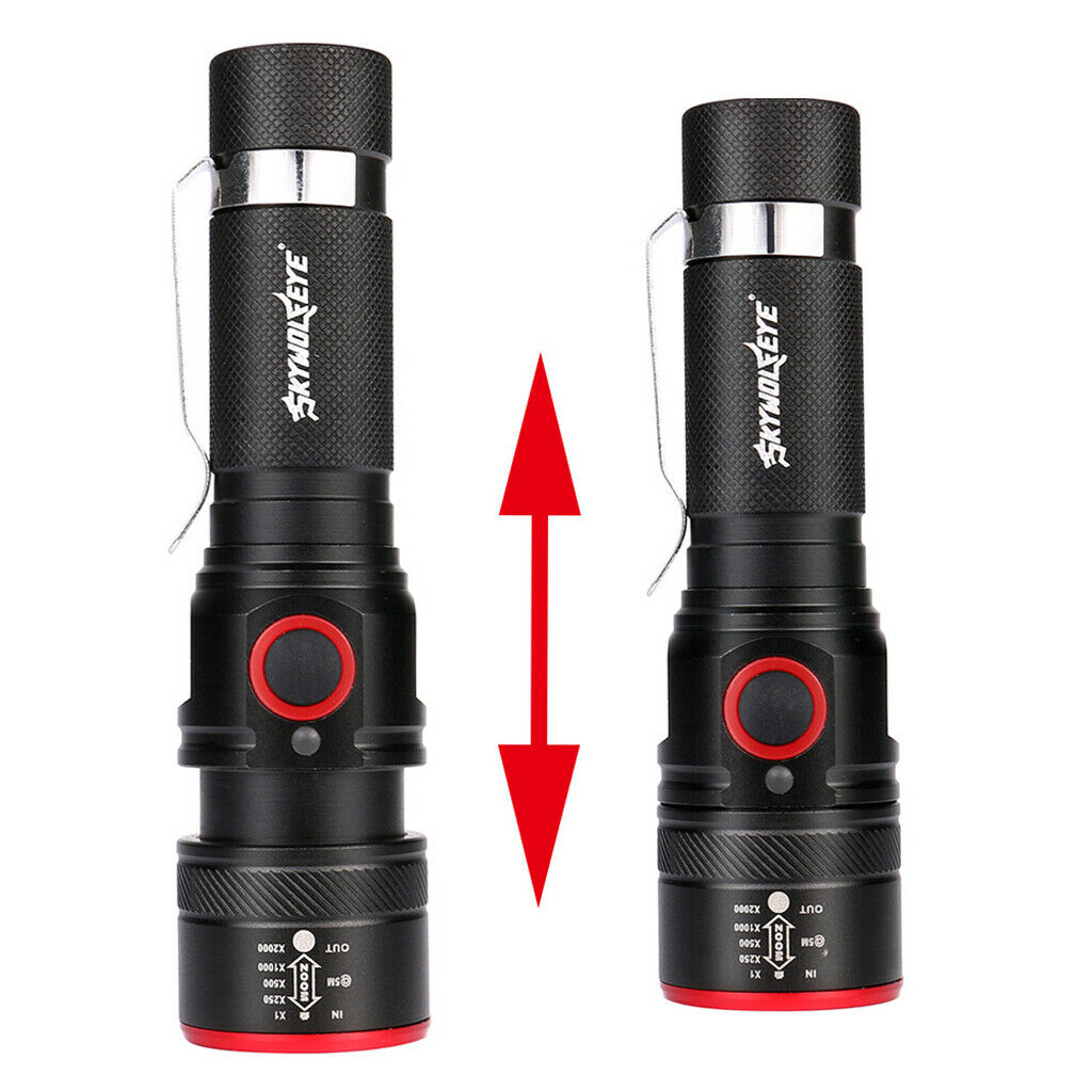 Small 500LM Zoom LED Flashlight USB Rechargeable 18650 Torch Light 3 Modes