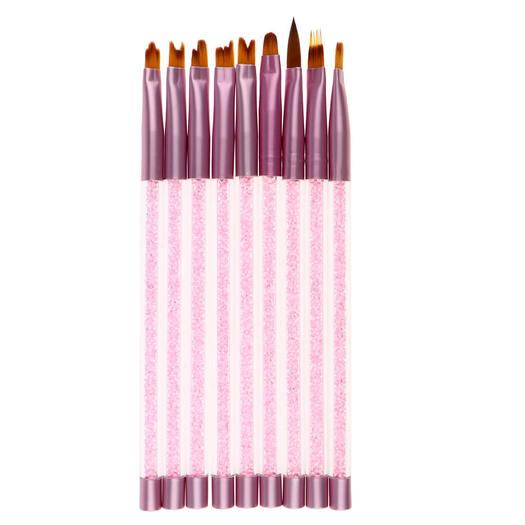 9x UV Gel Acrylic Nail Art Polish Builder Painting Drawing Brushes Pens Set