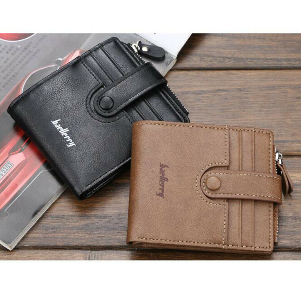 Male Wallet Folding Credit Card Holder Bifold Wallet Coin Purse Gift Brown