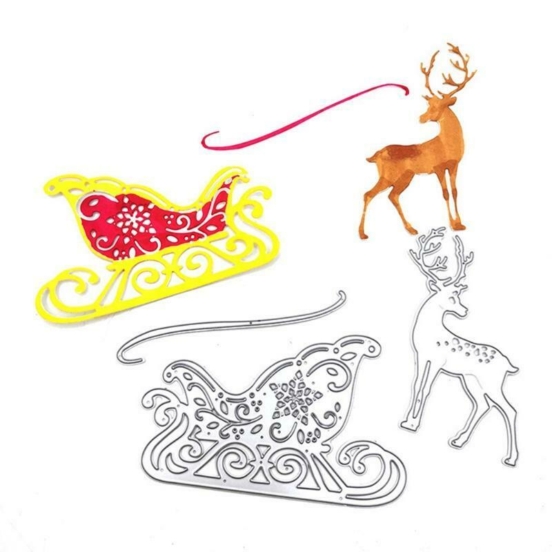 Christmas Elk Sledding Carbon Steel Cutting Dies DIY Scrapbooking Photo Album