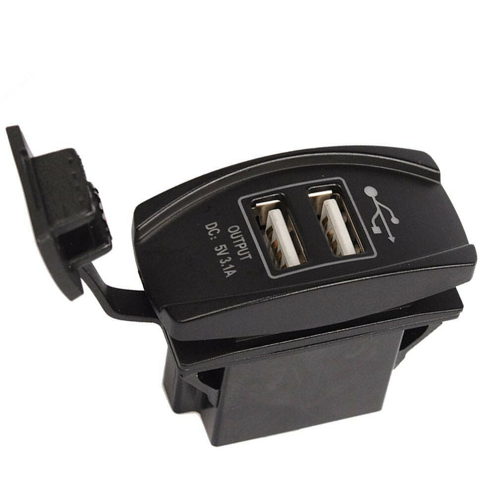 Car Boat Dual USB Charger Socket Power Carling ARB Rocker Switch Blue LED 12-24V