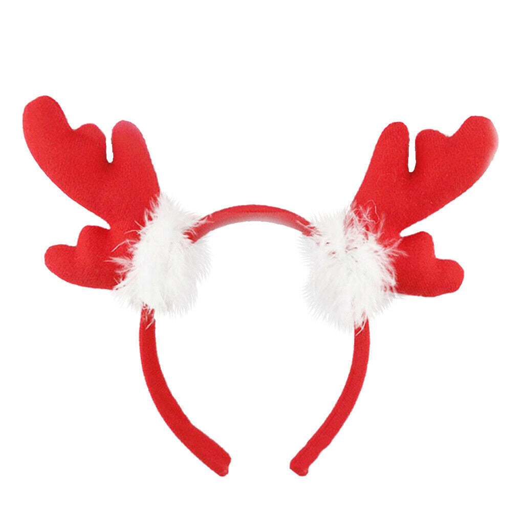 Christmas Reindeer Antler Headband Festival Party Decorations Brown + Red