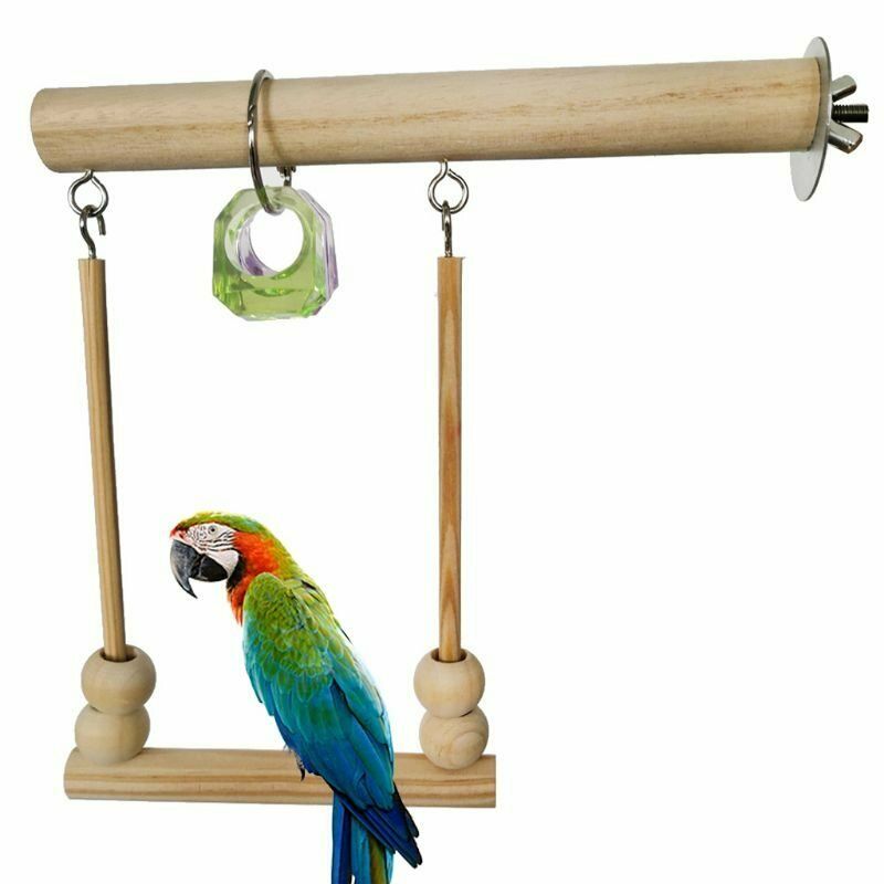 Wooden Parrot Bird Cage Perches Stand Tree Branch Pet Budgie Hanging ToysB Tt