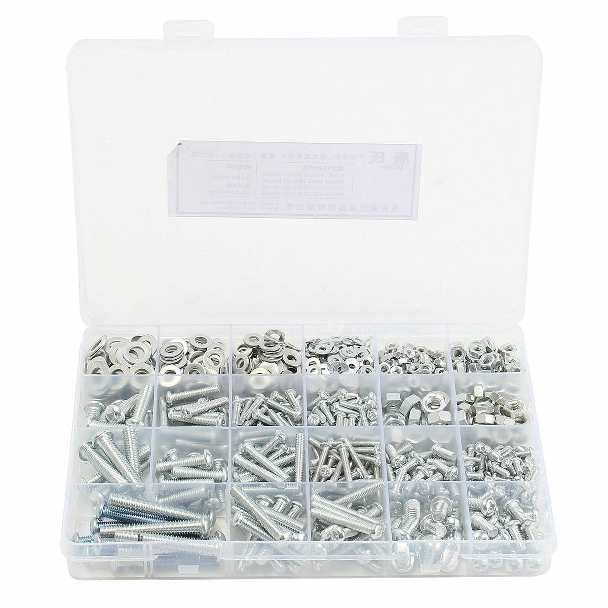 500Pcs M3/M4/M5/M6 Flat Screw Nut Set Galvanized Cross Head Bolt Nuts Washers