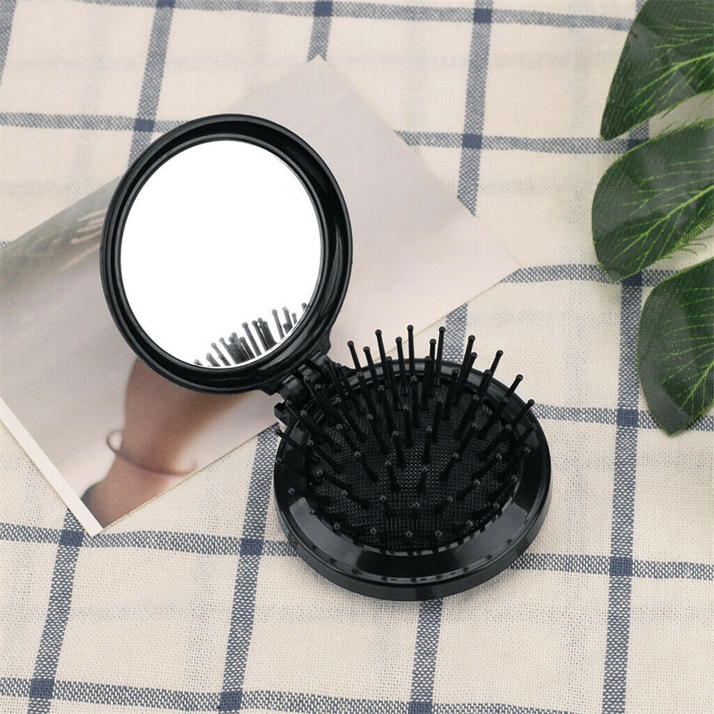 Travel Folding Hair Comb Mini Air Cushion Scalp Massage Comb Brush Black