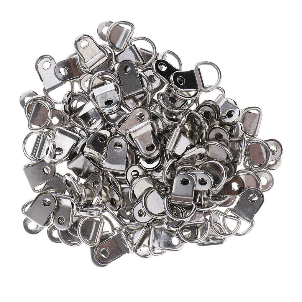 100 Pcs Pictures Frame Hanger Hooks Small D Ring Heavy Duty without Screws